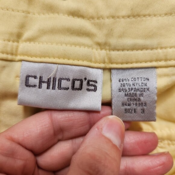 Chico's Yellow Cropped Pants Hiking Spring Summer Cotton Straight Leg XL/16 - Picture 5 of 6